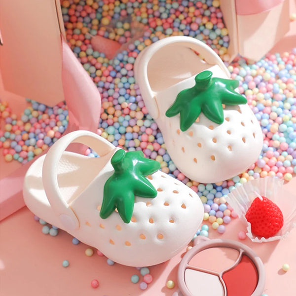 Strawberry Shaped Parent-child Slippers Perforated Shoes Sweet Cute Student Slippers Niche Design Fashion Creative Women Sandals