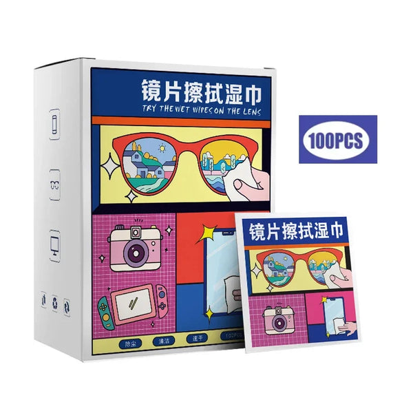 100 Pieces Glasses Wipes Anti-fog Screen Cleaning Cloth Accessories Alcohol Wipe Pad Lens Cleaning Wipes Microfiber Tools