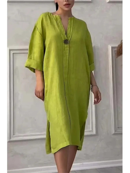 Y2k Long Sleeve Linen Maxi Dress Women Summer2024 Summer Casual Solid Color Party Loose Long Dresses Elegant Vestidos