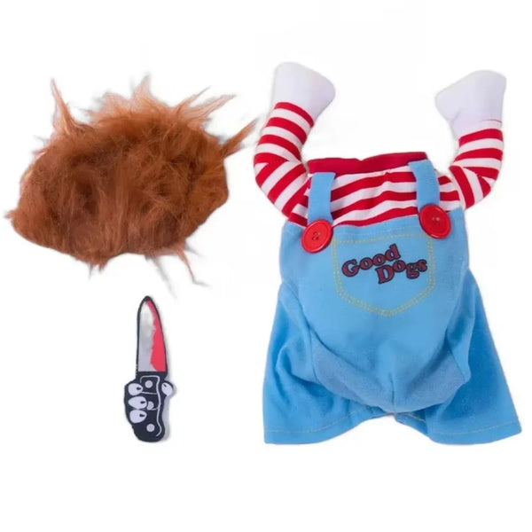 Fashion Novelty Chucky Deadly Pet Dog Costume Funny Scary Props Cat Costumes Apparel Accessories Funny Outfits Clothes