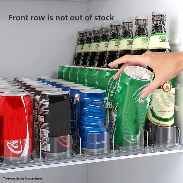 Automatic Soda Can Dispenser Retail Transparent Slide Rail Beverage Storage Organizer Rack Drink Spring Pusher For Fridge