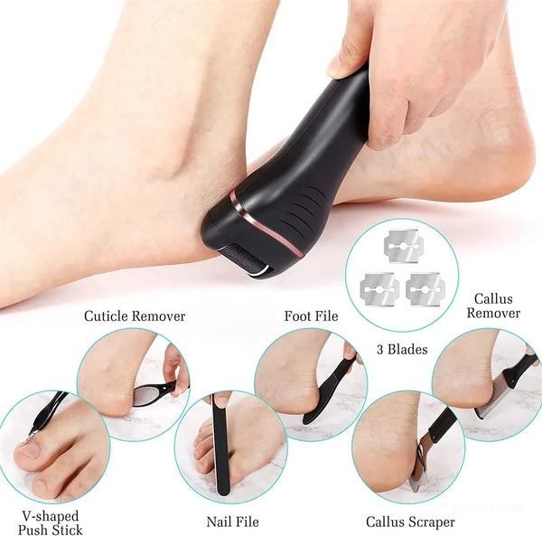 Electric Callus Remover Professional Foot File Grinder Pedicure Machine Rechargeable Heel Cracked Dead Skin Scrubber 3 Heads