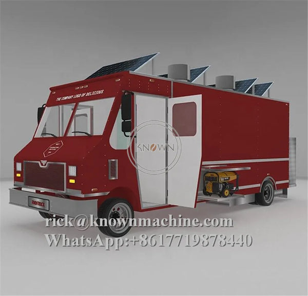 Solar Panel Ice Cream Food Truck Fast Hot Dog Vending Cart Burger Fast Food Car Kiosks Van Trailers with Big Power