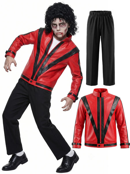 Pop Star Jackson Kids Clothes Halloween Cosplay 80s Singer Stage Performance Children's Costume Rock Disco Dancing Boys Outfits
