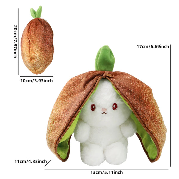 New Original Bunny Plush Toy Cute Fruit Rabbit Stuffed Fruit Transform Cuddly Bunny Soft Doll for Kids Birthday Christmas Gift