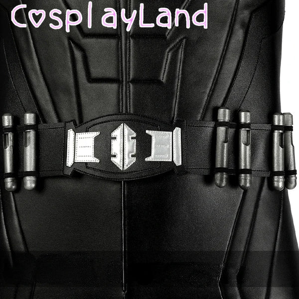 Michael Keaton Superhero Bat Bruce Wayne Cosplay Costume Hero Armor Outfit With Cowl Black Leather Jumpsuit Boots Halloween Suit