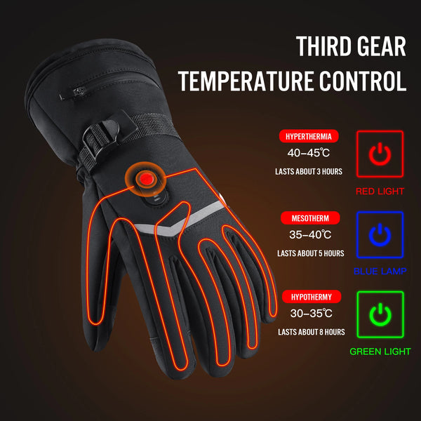 Electric Heated Gloves Motorcycle Winter Moto Heated Gloves Warm Waterproof Rechargeable Heating Thermal Gloves For Snowmobile