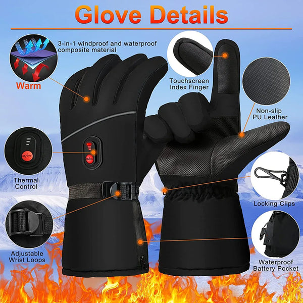 Winter Thermal Heated Gloves Adjustable Hand Warmer Gloves For Women Men