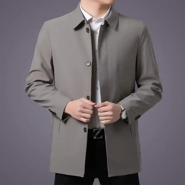Casual Business Lapel Windbreak Jackets Men Coats New Brand Top Quality Spring Men's Trench Coat Solid Color Mid-length Jacket