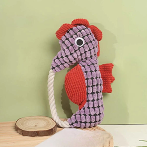 Seahorse Pet Dog Plush Toy Rope Dog Squeak Toys Bite Resistant Puppy Funny Pet Seahorse Toy Dog Accessories