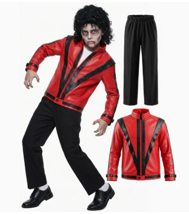 Pop Star Jackson Kids Clothes Halloween Cosplay 80s Singer Stage Performance Children's Costume Rock Disco Dancing Boys Outfits