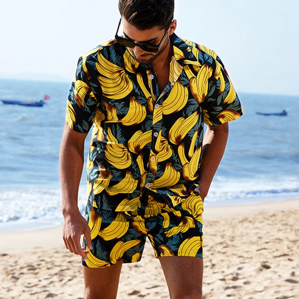 2024 Men's Sets 2 Piece Hawaiian Shirts and Shorts Sets Floral Printing Casual Beach Shirts Outfits Men Holiday Wear Summer