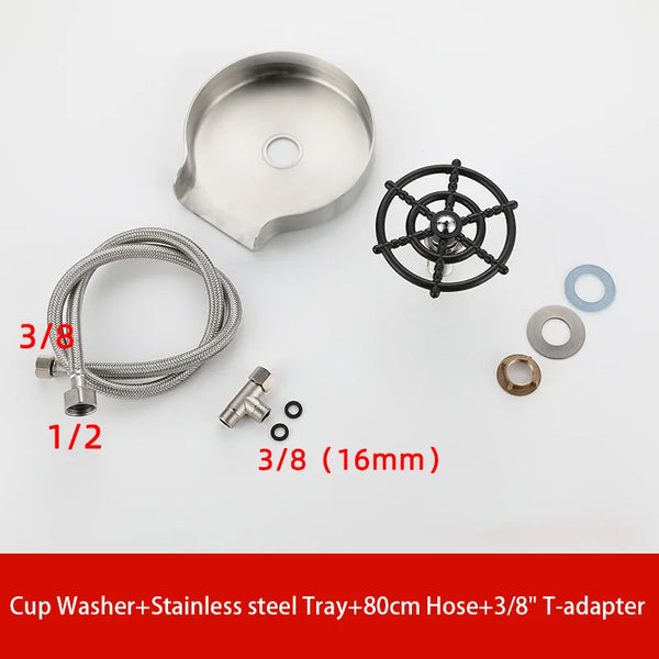 Automatic Glass Cup Washer High Pressure Kitchen Faucet Glass Rinser Stainless Steel Bar Cup Cleaner for Kitchen Sinks Wash Tool