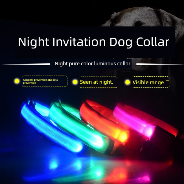Dog Luminous Collar Fluorescent Luminous Pendant Teddy Collar Medium Large Dog Dog Collar Cat Collar Pet Supplies
