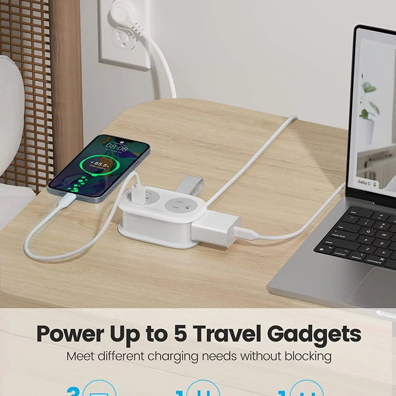 ORICO Multitap Electrical Power Strip 2 AC Outlets 2 USB Port 1 Type C Socket Extension Cord Fast Charging for Portable Travel