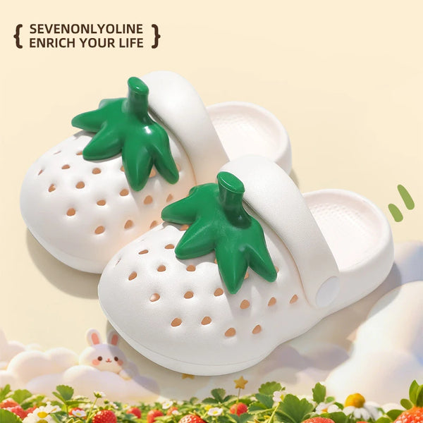 Strawberry Shaped Parent-child Slippers Perforated Shoes Sweet Cute Student Slippers Niche Design Fashion Creative Women Sandals