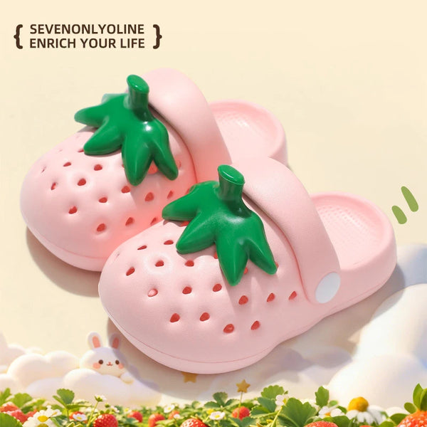 Strawberry Shaped Parent-child Slippers Perforated Shoes Sweet Cute Student Slippers Niche Design Fashion Creative Women Sandals