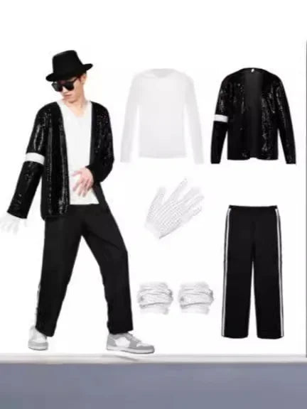 Michael Jackson Costume Cosplay Dance Star Adult Party Clothing Hip Hop Stage Outfits