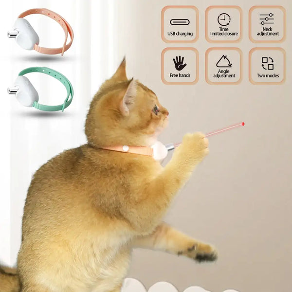 Smart Laser Tease Cat Collar Electric USB Rechargeable Pointer Kitten Automatic Toys Interactive Training Pet Accessories Goods