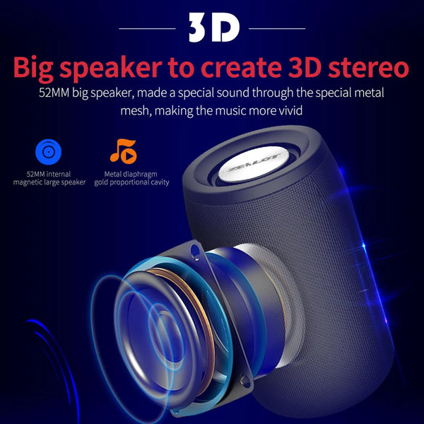 ZEALOT S32 Portable Wireless Bluetooth Speaker 5W Subwoofer Outdoor Sound Box Music Player U Disk TF Card Reader AUX-IN 2000mAh