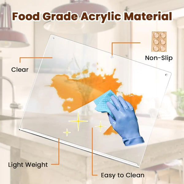 Acrylic Anti-slip Transparent Cutting Board with Lip for Kitchen Counter Countertop Protector Home Restaurant kitchen gadgets