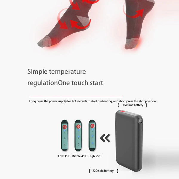 Winter Heated Socks Anti Slip Battery Powered Electric Heated Socks Cold-Proof Heating Warm Long Socks For Outdoor Skiing Hiking