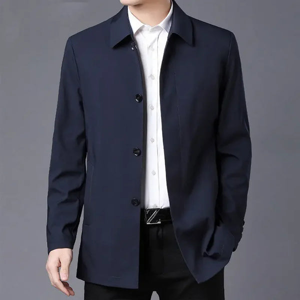 Casual Business Lapel Windbreak Jackets Men Coats New Brand Top Quality Spring Men's Trench Coat Solid Color Mid-length Jacket