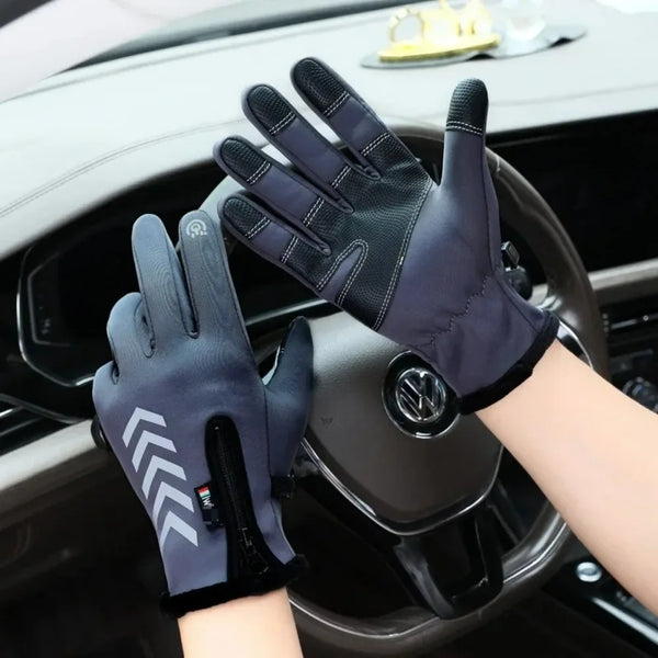 Men Winter Waterproof Cycling Gloves Outdoor Sports Running Motorcycle Ski Touch Screen Fleece Non-slip Warm Full Fingers