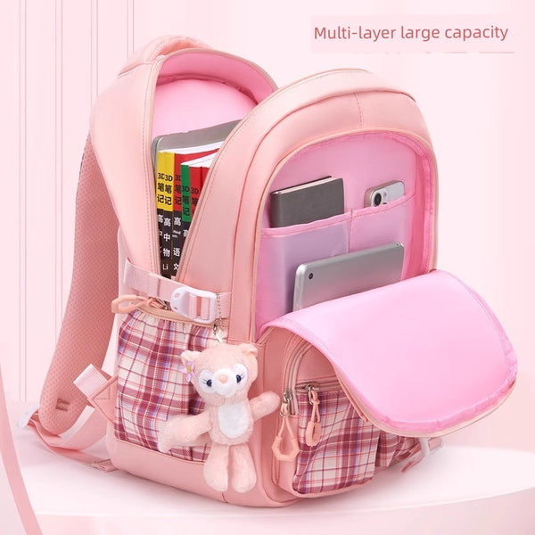 Large Capacity Bows Women's Kids Backpack Grade 3 Burden Reduction Primary School Student Schoolbag Grade 1-6 Girl Spine Protection