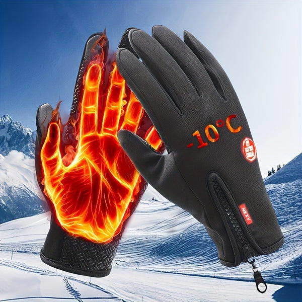 [Extreme Cold Waterproof Gloves] Touchscreen Thermal Gloves - Waterproof, Windproof, Non-Slip for Extreme Cold Weather, Ideal for Outdoor Activities, Full Finger Design with Zipper Closure, Hand Washable, Winter Sports Access